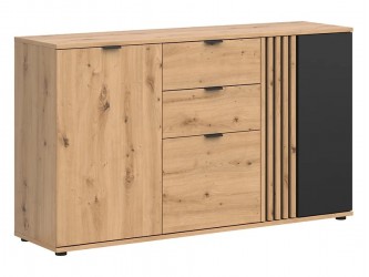 Vabres KOM3D2S komód fekete/ artisan tölgy