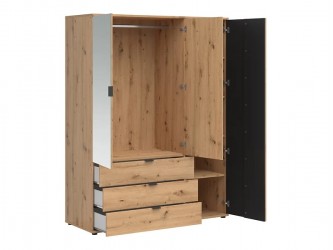 Vabres SZF1D2M3S gardróbszekrény fekete/ artisan tölgy