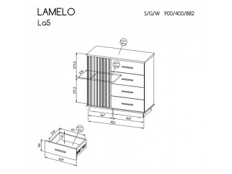 Lamello LA5 K1D4D komód matt fekete/ wotan tölgy
