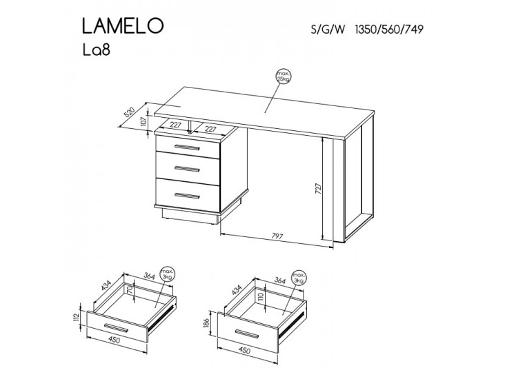 Lamello LA8 B3S/138 íróasztal matt fekete/ wotan tölgy Lamello LA8 B3S/138 íróasztal matt fekete/ wotan tölgy