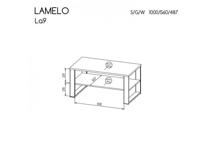 Lamello LA9 LAW100 asztalka matt fekete/ wotan tölgy