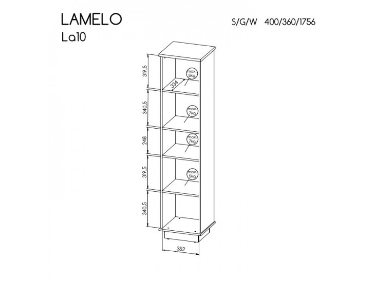 Lamello LA10 REG polcos szekrény matt fekete/ wotan tölgy