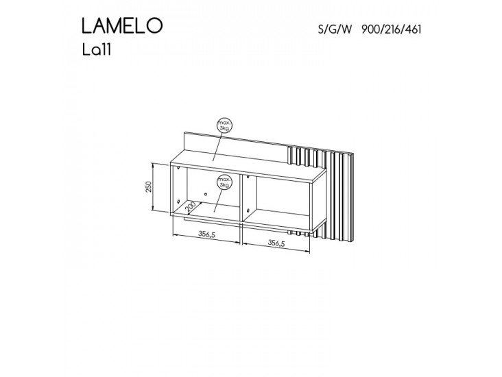 Lamello LA11 SZW90 fali szekrény matt fekete/ wotan tölgy Lamello LA11 SZW90 fali szekrény matt fekete/ wotan tölgy