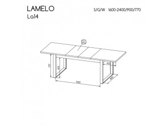 Lamello LA14 STO160 bővíthető étkező asztal (160-240) matt fekete/ wotan tölgy