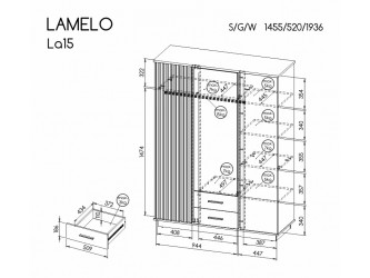 Lamello LA15 SZL3D2S gardrób szekrény matt fekete/ wotan tölgy
