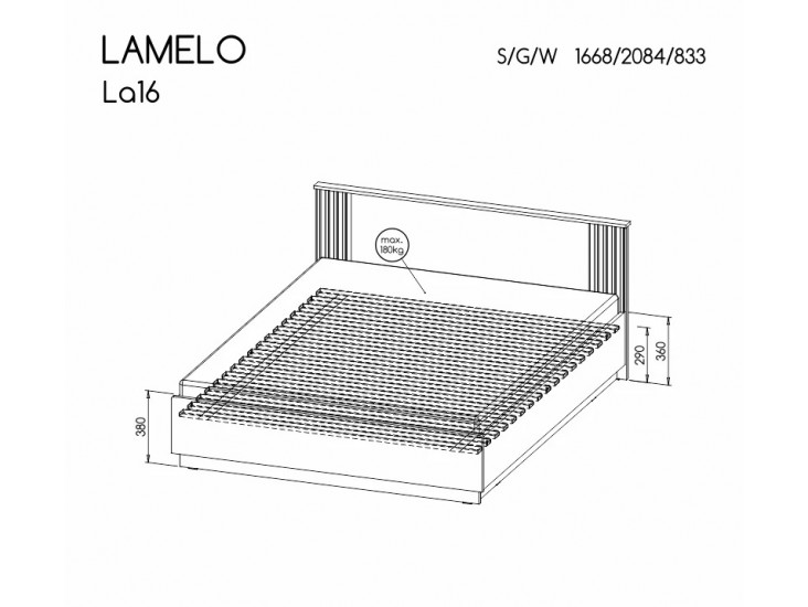 Lamello LA16 L160 francia ágy keret ágyráccsal, matrac nélkül matt fekete/ wotan tölgy Lamello LA16 L160 francia ágy keret ágyráccsal, matrac nélkül matt fekete/ wotan tölgy