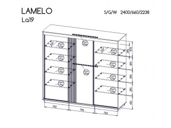 Lamello LA19 SZL3D gardrób szekrény matt fekete/ wotan tölgy