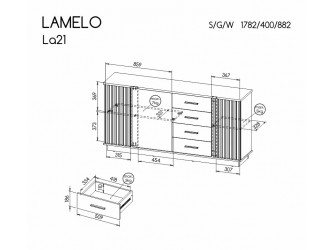 Lamello LA21 K3D4S komód matt fekete/ wotan tölgy