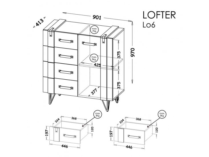 Lofter LO6 K1D4S millenium beton/ wotan tölgy Lofter LO6 K1D4S millenium beton/ wotan tölgy