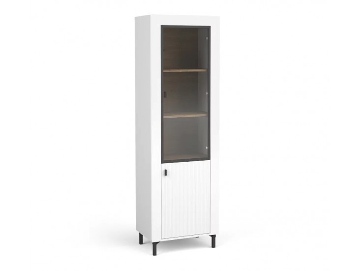 Mossa MO3 W1W1D vitrin (LED nélkül) matt fehér/ Whisky tölgy Mossa MO3 W1W1D vitrin (LED nélkül) matt fehér/ Whisky tölgy
