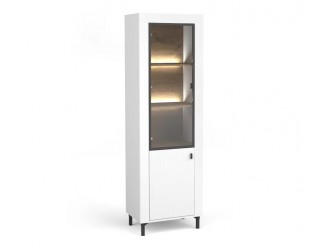 Mossa MO3 W1W1D vitrin (LED nélkül) matt fehér/ Whisky tölgy