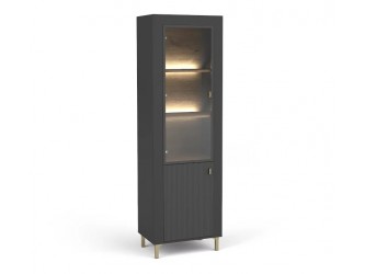 Mossa MO3 W1W1D vitrin (LED nélkül) matt fekete/ Whisky tölgy