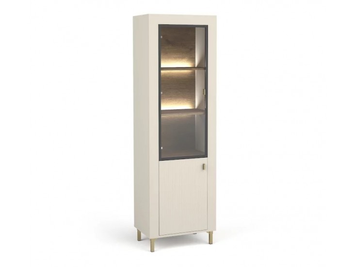 Mossa MO3 W1W1D vitrin (LED nélkül) kasmír/ Whisky tölgy Mossa MO3 W1W1D vitrin (LED nélkül) kasmír/ Whisky tölgy