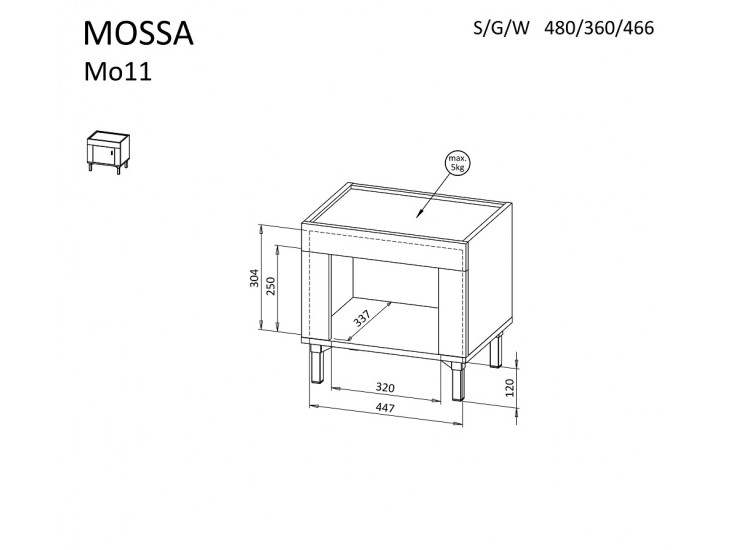 Mossa MO11 SZN1D éjjeli szekrény kasmír/ Whisky tölgy Mossa MO11 SZN1D éjjeli szekrény kasmír/ Whisky tölgy