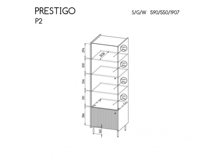 Prestigo P2 SZ2D akasztós - polcos szekrény matt fekete/ warmia dió Prestigo P2 SZ2D akasztós - polcos szekrény matt fekete/ warmia dió