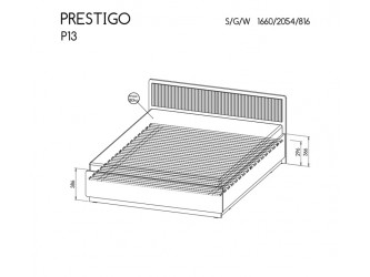 Prestigo P13 L160 francia ágy keret ágyráccsal, matrac nélkül matt fekete/ warmia dió