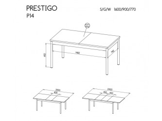 Prestigo P14 STO160 bővíthető étkező asztal (160-240) san sebastian, matt fekete/ warmia dió