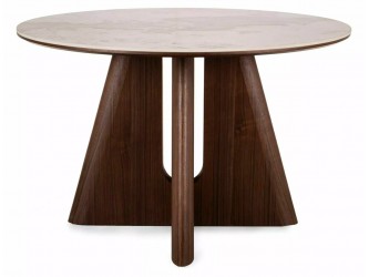 Alzano Ceramic 120 kör étkező asztal Pandoro fehér/ dió