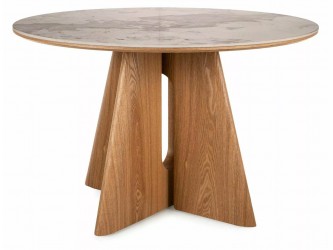 Alzano Ceramic 120 kör étkező asztal Pandoro fehér/ tölgy