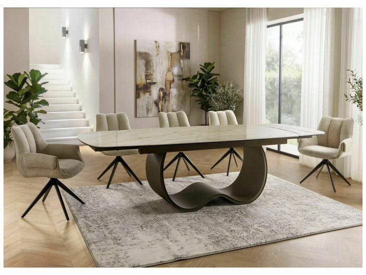 Casablanca 198(274)*98 bővíthető étkező asztal Mont Blanc bézs/ réz