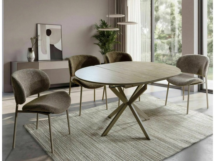 Gaston Ceramic 100(135)*100 bővíthető étkező asztal travertin/ kasmír