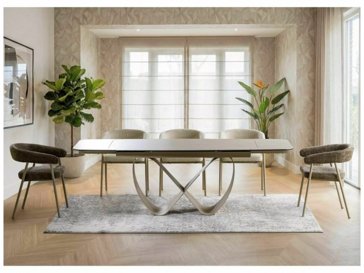 Infinity Ceramic 160(240)*95 bővíthető étkező asztal travertin bézs/ kasmír