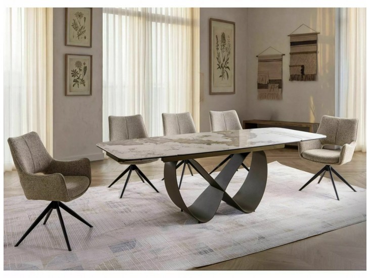 Infinity Ceramic 160(240)*95 bővíthető étkező asztal pandoro fehér/ réz