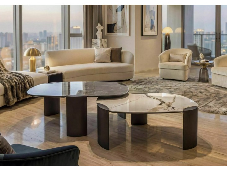 Adoro A Ceramic 118*75 asztalka Grigio szürke/ réz