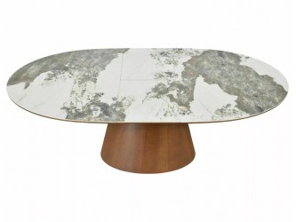 Marocco Ceramic  160(200)*90 bővíthető étkező asztal Pandoro fehér/ dió