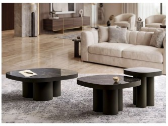 Stella B Ceramic 75*75 asztalka Vulkán fekete/ réz