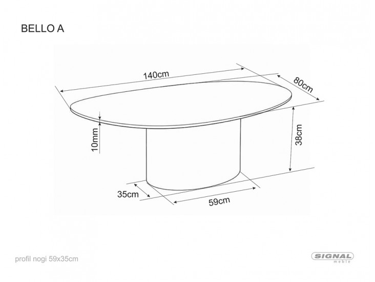 Bello A Ceramic 140*80 asztalka Vulkán fekete/ réz