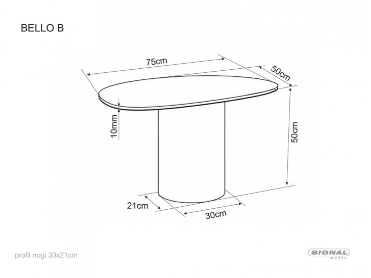 Bello B Ceramic 75*50 asztalka Nature Claud fehér/ réz