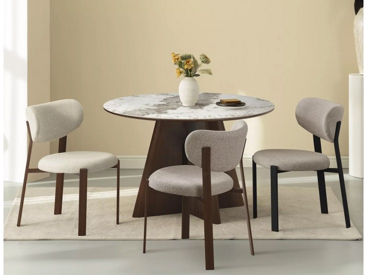 Alzano Ceramic 120 kör étkező asztal Pandoro fehér/ dió