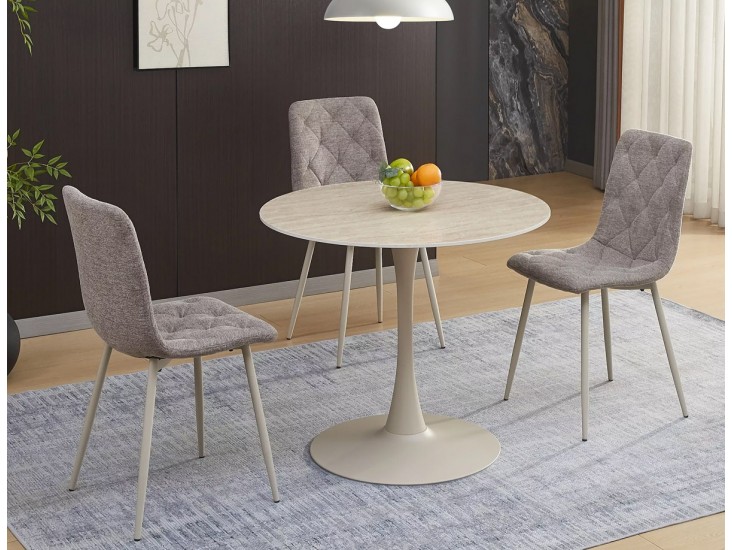 Amadeo Ceramic Fi90 étkező asztal travertin/ kasmír