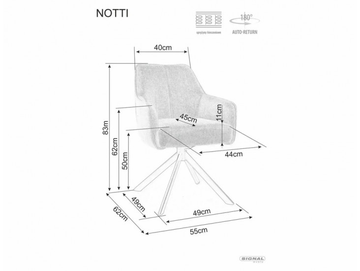 Notti LEO étkezőszék fekete láb világos bézs 23