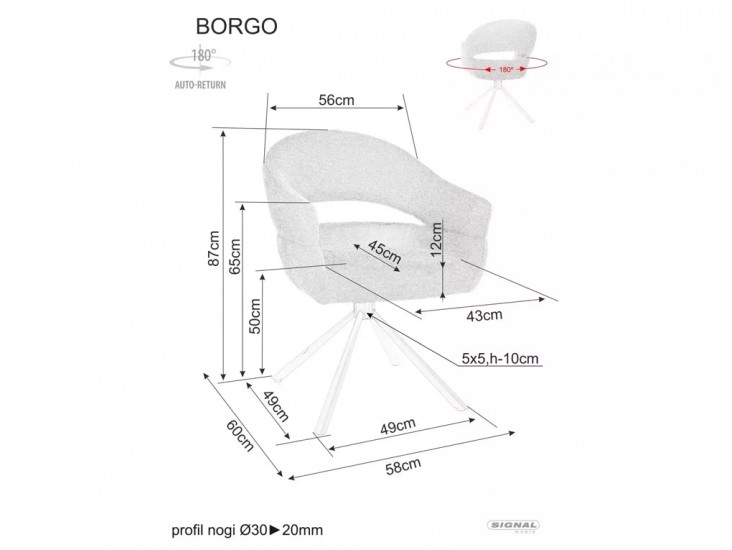 Borgo Leo étkező szék fekete láb/ sötét bézs 32