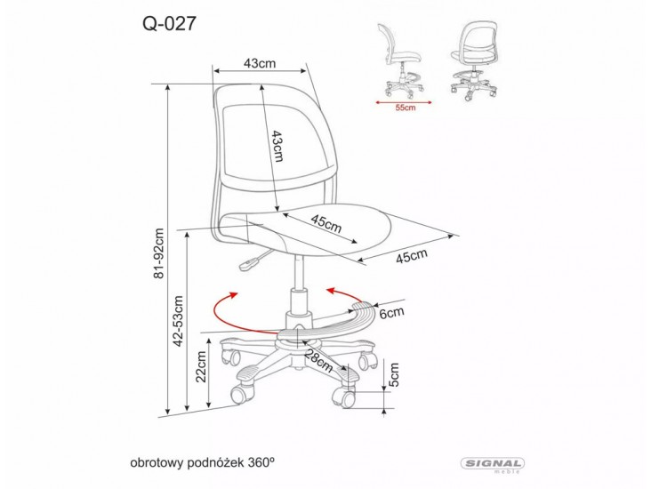 Q-027 irodaszék rózsaszín