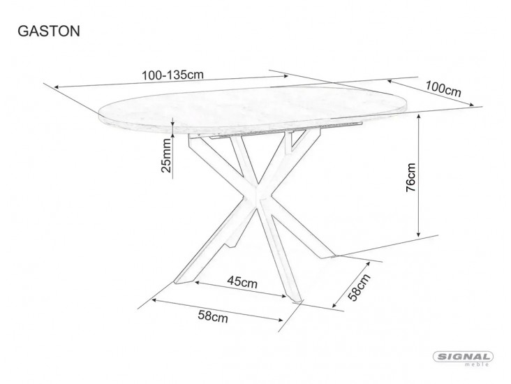 Gaston Ceramic 100(135)*100 bővíthető étkező asztal travertin/ kasmír