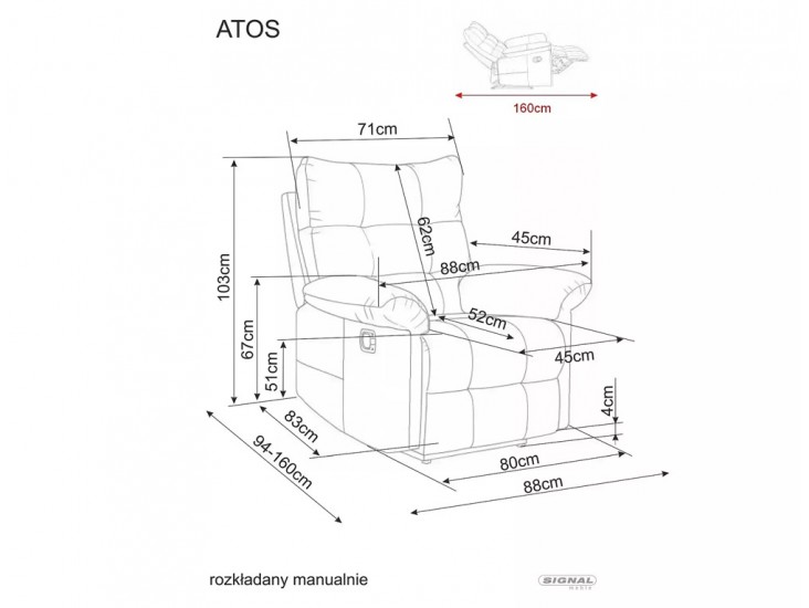 Atos Raven nyitható fotel szürke 07