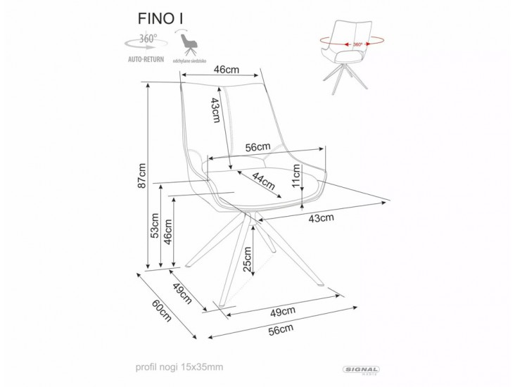 Fino I Noelle étkezőszék fekete láb sötét bézs 33