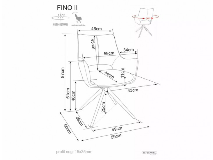 Fino II Noelle étkezőszék fekete láb bézs 30