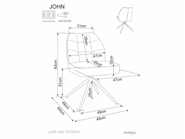 John Raven étkezőszék fekete láb Latte 34