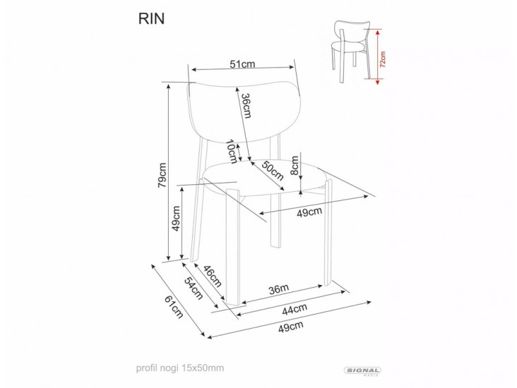 RIN étkezőszék fekete láb szürke Tap. 254
