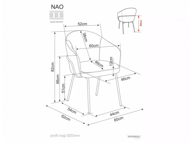 Nao Noelle étkező szék fekete láb/ capuccino 45