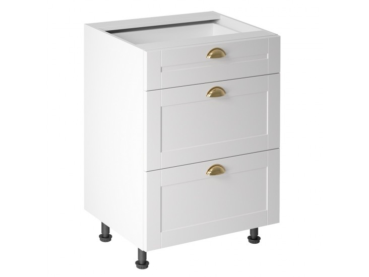Linea fehér konyha D60S3 - alsó 600-as 3 fiókos szekrény Linea fehér konyha D60S3 - alsó 600-as 3 fiókos szekrény