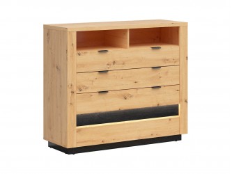 Ostia KOM4S komód fekete tölgy/ artisan tölgy