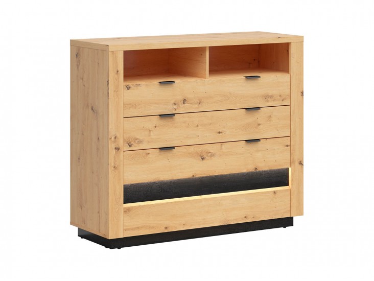 Ostia KOM4S komód fekete tölgy/ artisan tölgy