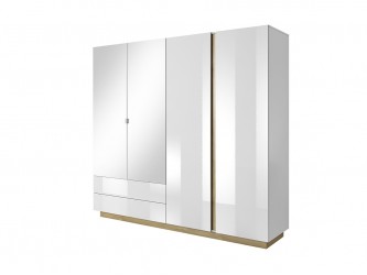 Arco SZL4D2S fehér/magasfényű fehér/gradson tölgy gardrób szekrény