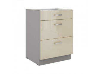 Niki 7. 60 D 3S BB 60x82x72cm fényes krém/szürke (munkalap nélkül) konyha
