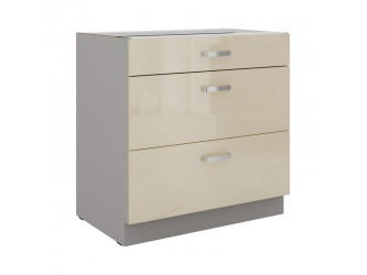 Niki 7. 80 D 3S BB 80x82x72cm fényes krém/szürke (munkalap nélkül) konyha